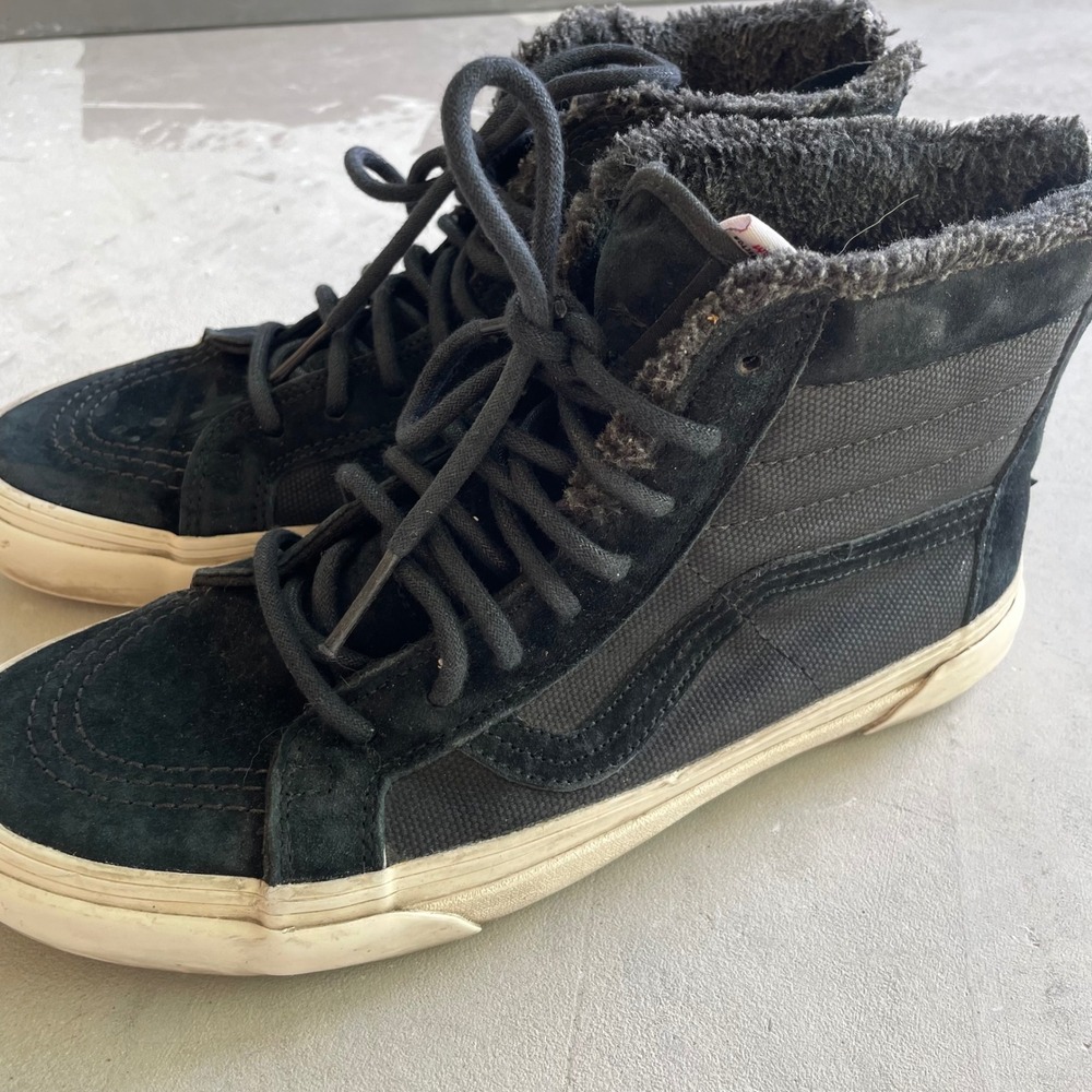 Men's 11 M Vans‎ Sk8-Hi Scotchgard High Top zip black Suede Sherpa Lined Shoes